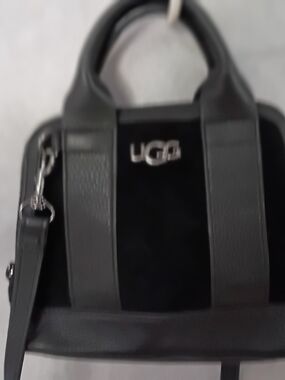 UGG Black Leather & Suede Messenger Bag